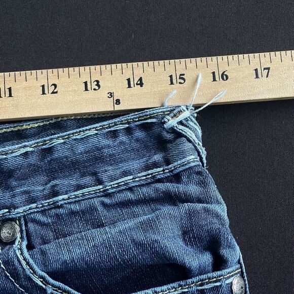 Y2K Smash Bootcut Jeans Womens Size 32 Cotton Blue 90s Cross Thick Stitch - Picture 10 of 13